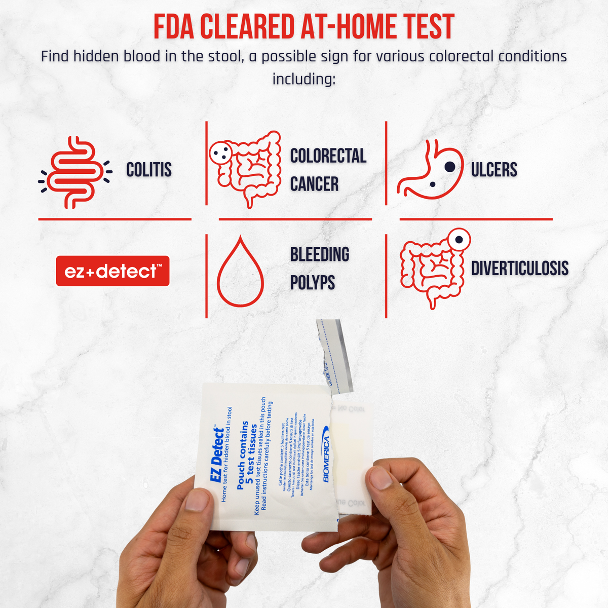 Colon Testing Ad EZ Detect Colon Disease Test – At Home Kit, FDA Cleared, Fast Results